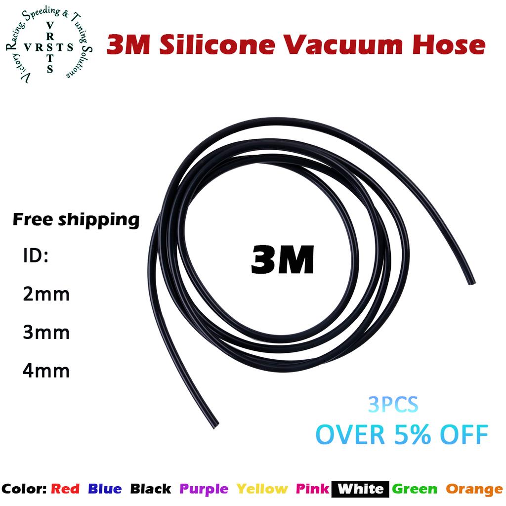 10 Feet 3m Length Silicone Vacuum Coupler Hose Flexible Turbo Coolant Pipe 3 Meter ID 2mm 3mm 4mm 1PC Black Blue Red Pink Purple
