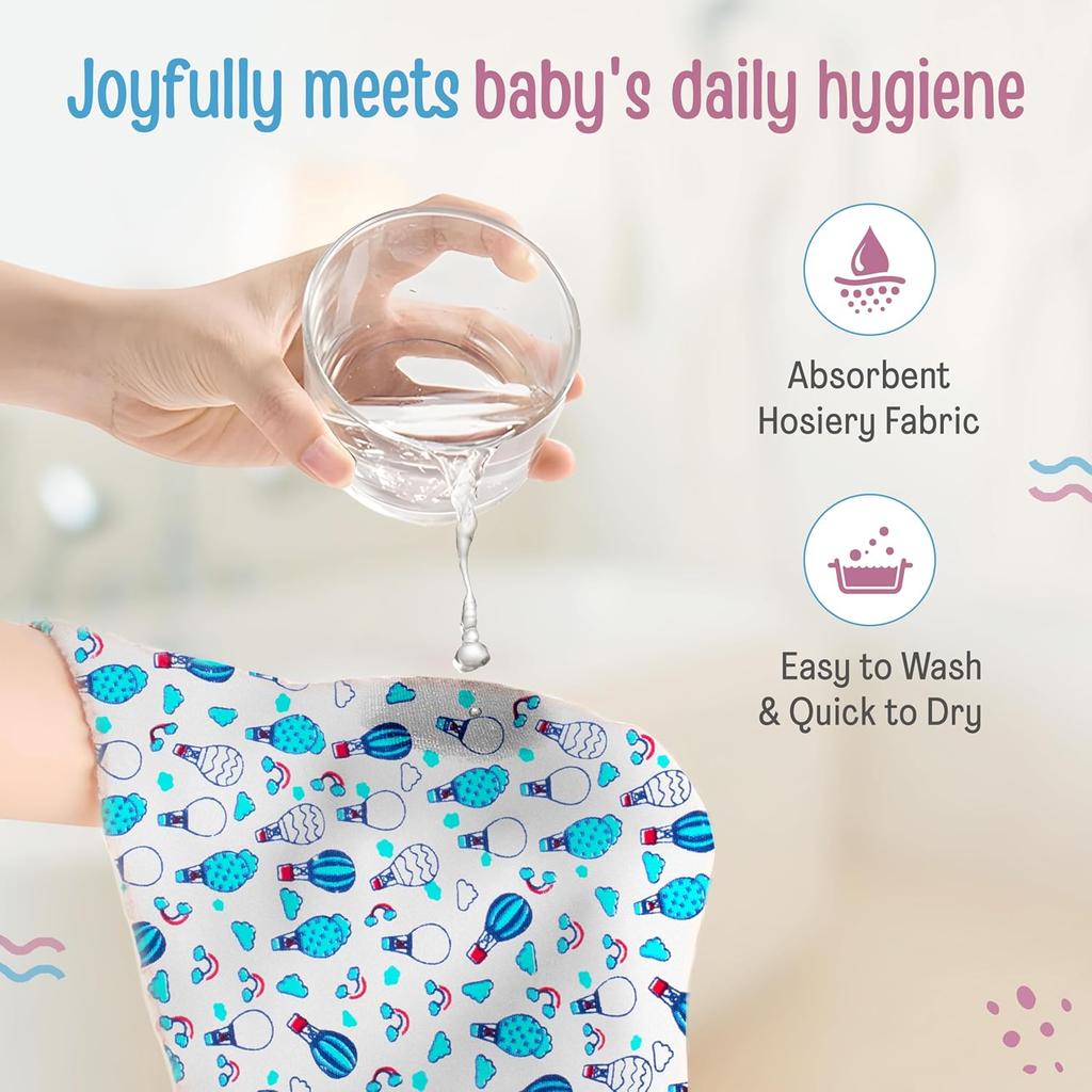 LuvLap Hosiery Cotton Baby Washcloths 7 Pcs Set, Soft Reusable Face Towels For Newborns, Skin Friendly Absorbent 22x22cm
