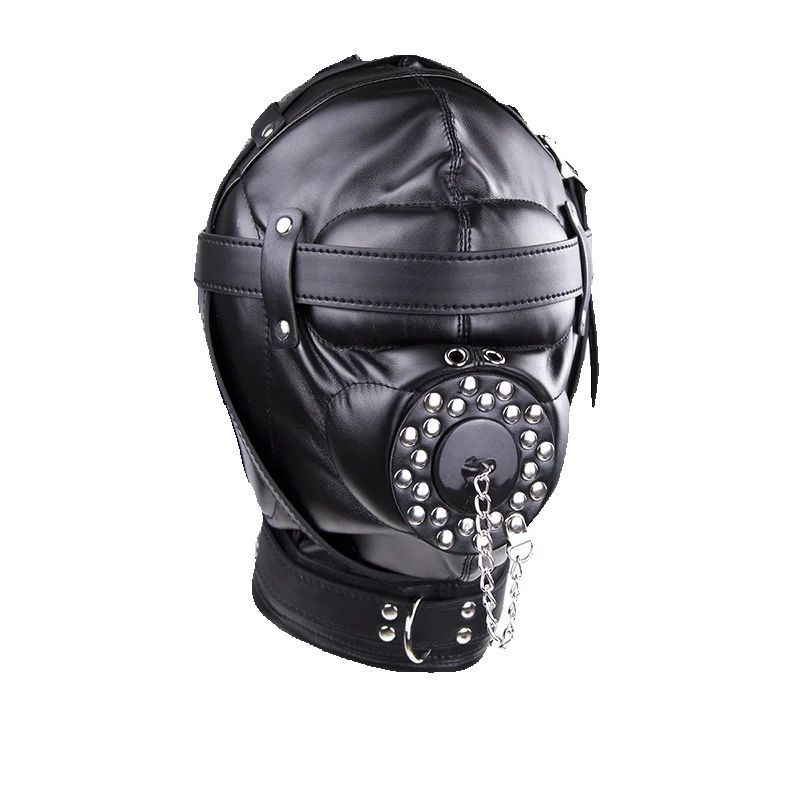 New BDSM Bondage Mask With Hollow Mouth Gag SM Totally Enclosed Hood Sex Slave Head Hood Sex Toys For Couples Sex Product