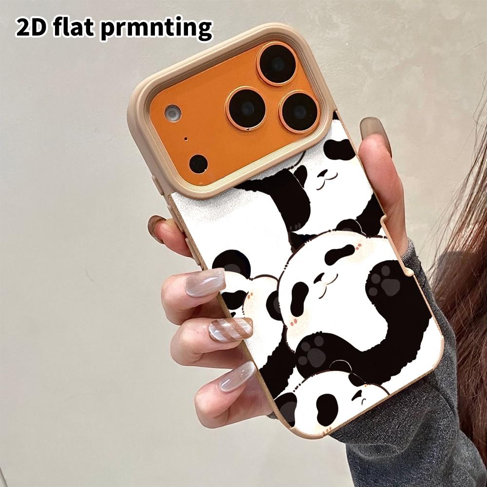 Phone Case: 2D Flat Lambskin Suitable for iPhone 18 17 16 15 14 13 Pro Film Protective Case, Cute Chubby Panda, Christmas and Halloween Gift