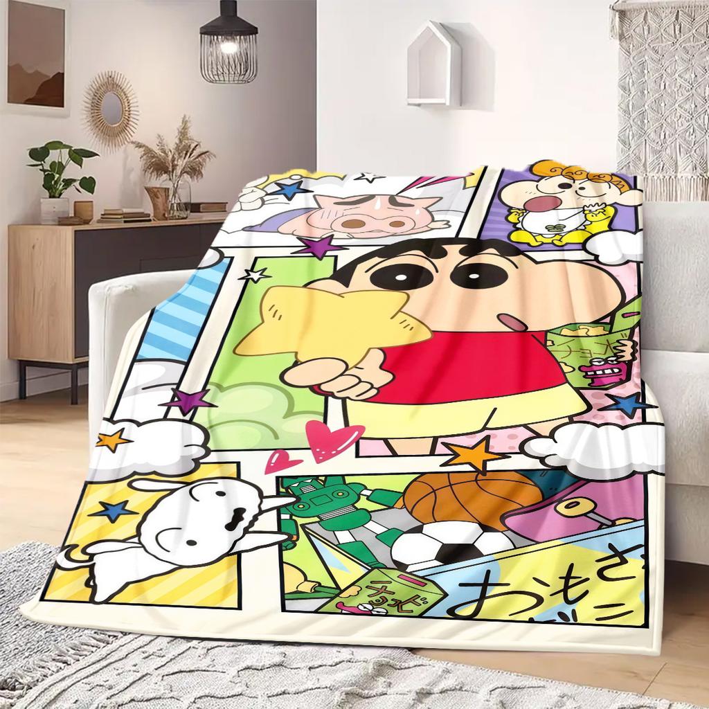 Shinchan Anime Print Blanket Warm Comfortable Flannel Blanket Suitable for Bedrooms, Sofas, Beds, Chairs, Picnics, Travel