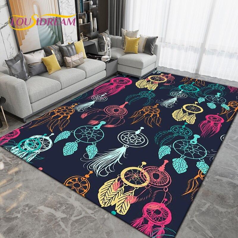 Alfombra grande con Mandala bohemio, alfombras para sala de estar, dormitorio, sofá, felpudo de entrada para cocina y baño, alfombrillas antideslizantes