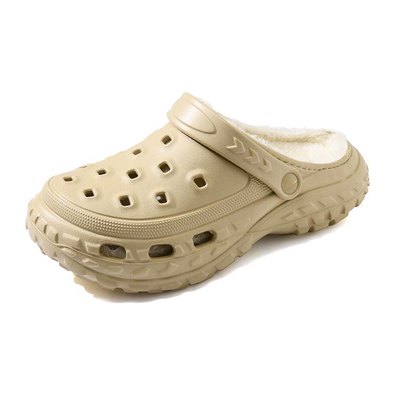 

Женские зимние бархатные теплые разноцветные сабо - повседневные тапочки с закрытым носком, трансформируемый двусторонний дизайн