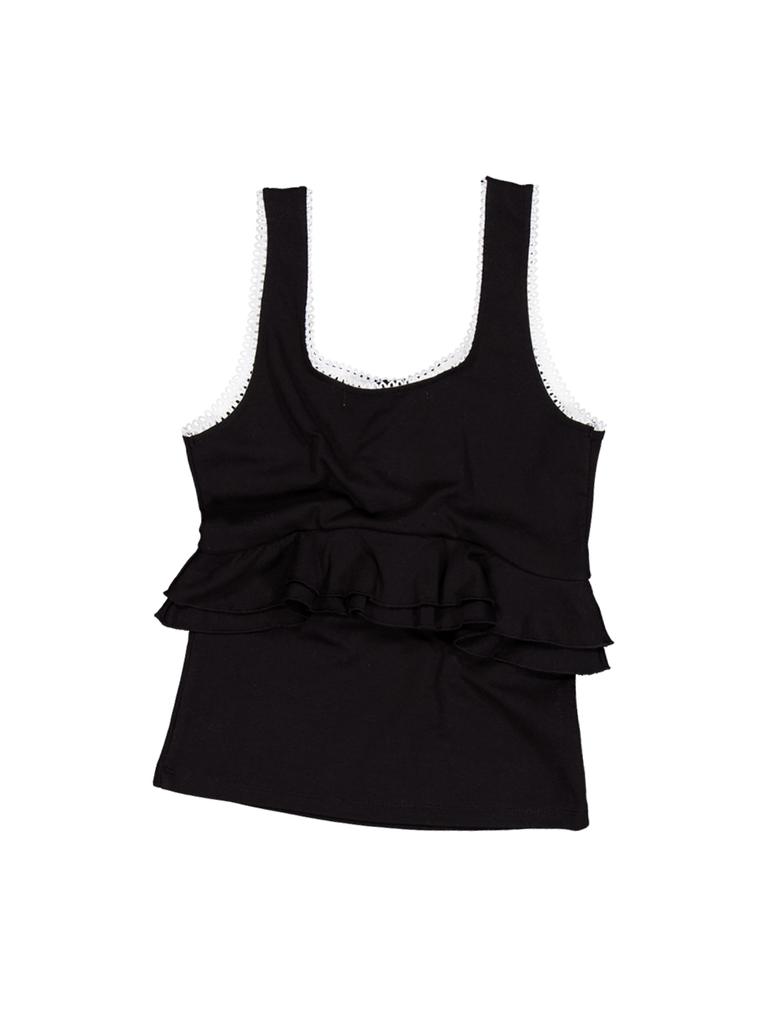 SETUP-EXE Lace Frill Sleeveless / Black