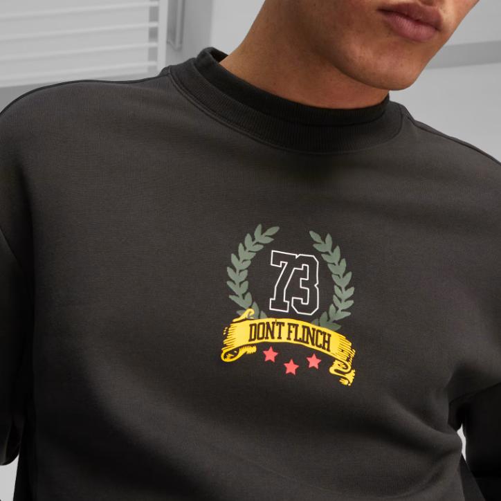 Puma Franchise Basketball Sweatshirt Letter Print Casual Round Neck Loose Sports Hoodie Men Sweatshirt Black 622021-01