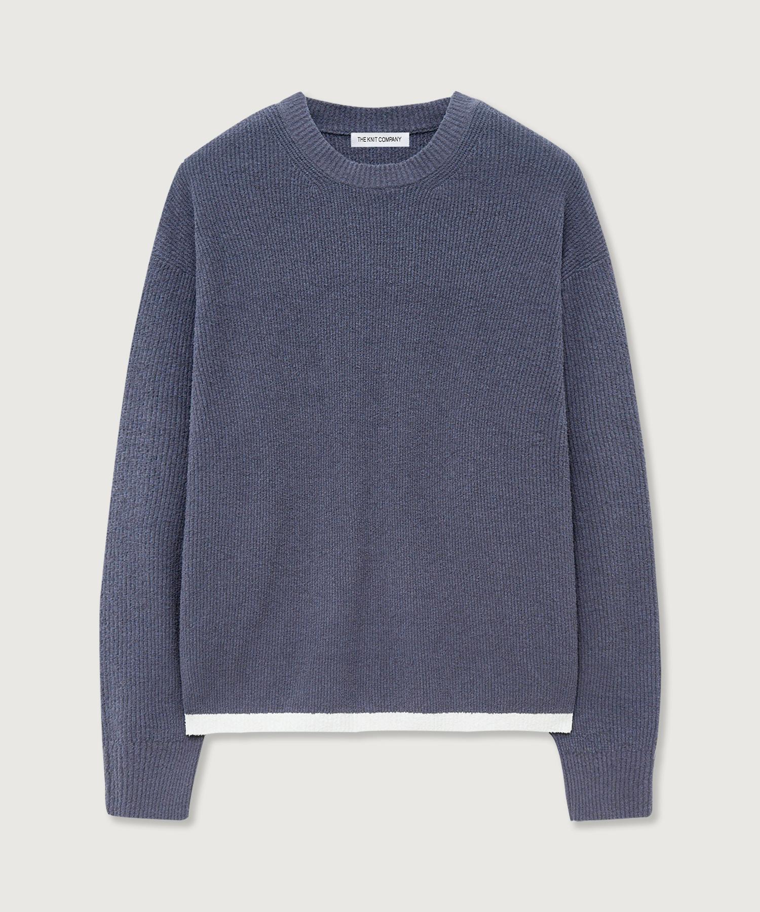 The Knit Company Textured Crew Neck Knit 3 Colors Blue Gray/M