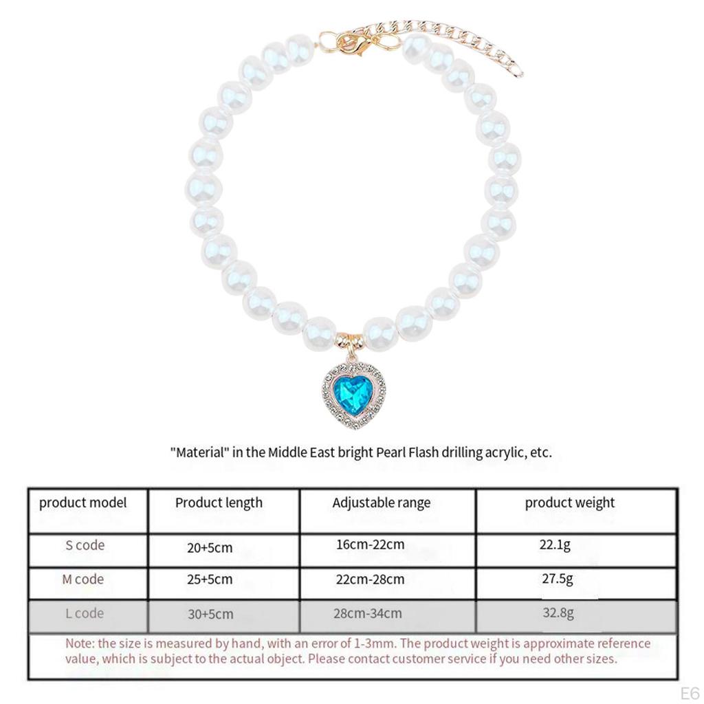Adjustable Pearl Necklace for Dogs and Cats, Pet Jewelry Small Pets
