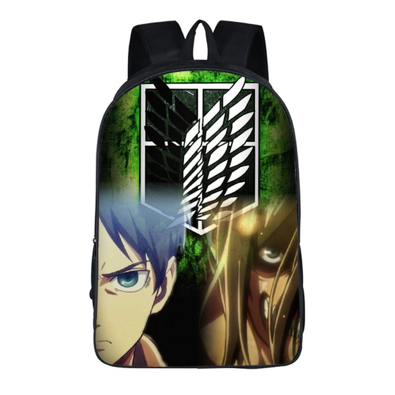 

On Anime Attack Titan Zipper Backpack Student Schoolbag Travel Rucksack Bag Book #19
