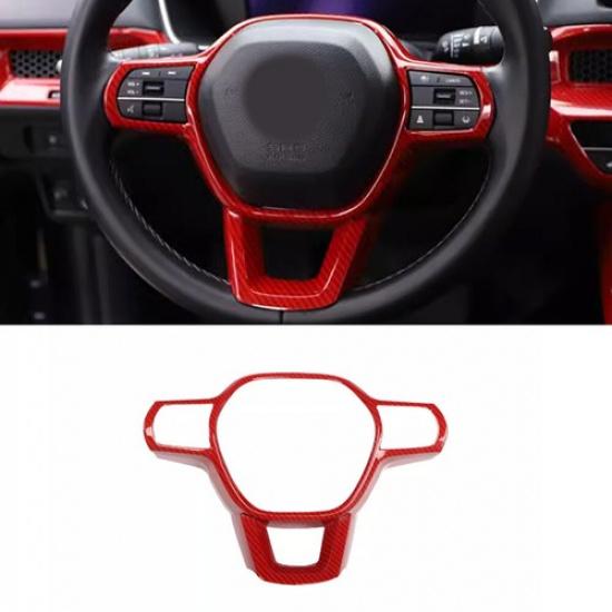 Накладка на панель вокруг руля для Honda Civic 22- Красный углепластик