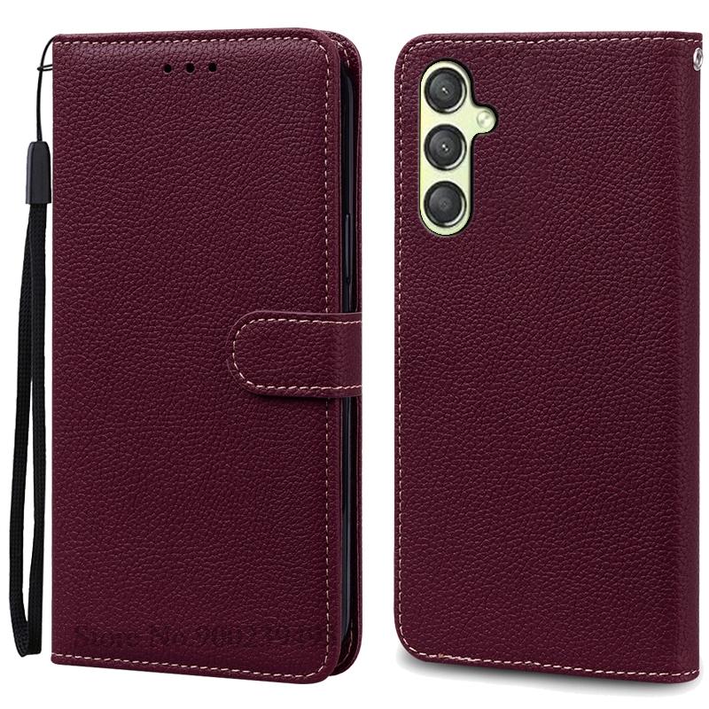 

Для Samsung Galaxy A25 Чехол Мягкий Силиконовый Кожаный Флип Чехол Для Samsung A25 5G SM-A256B/DS Чехол-Кошелек Чехол Coque Чехлы для Телефонов Samsung A25 5G вино красного