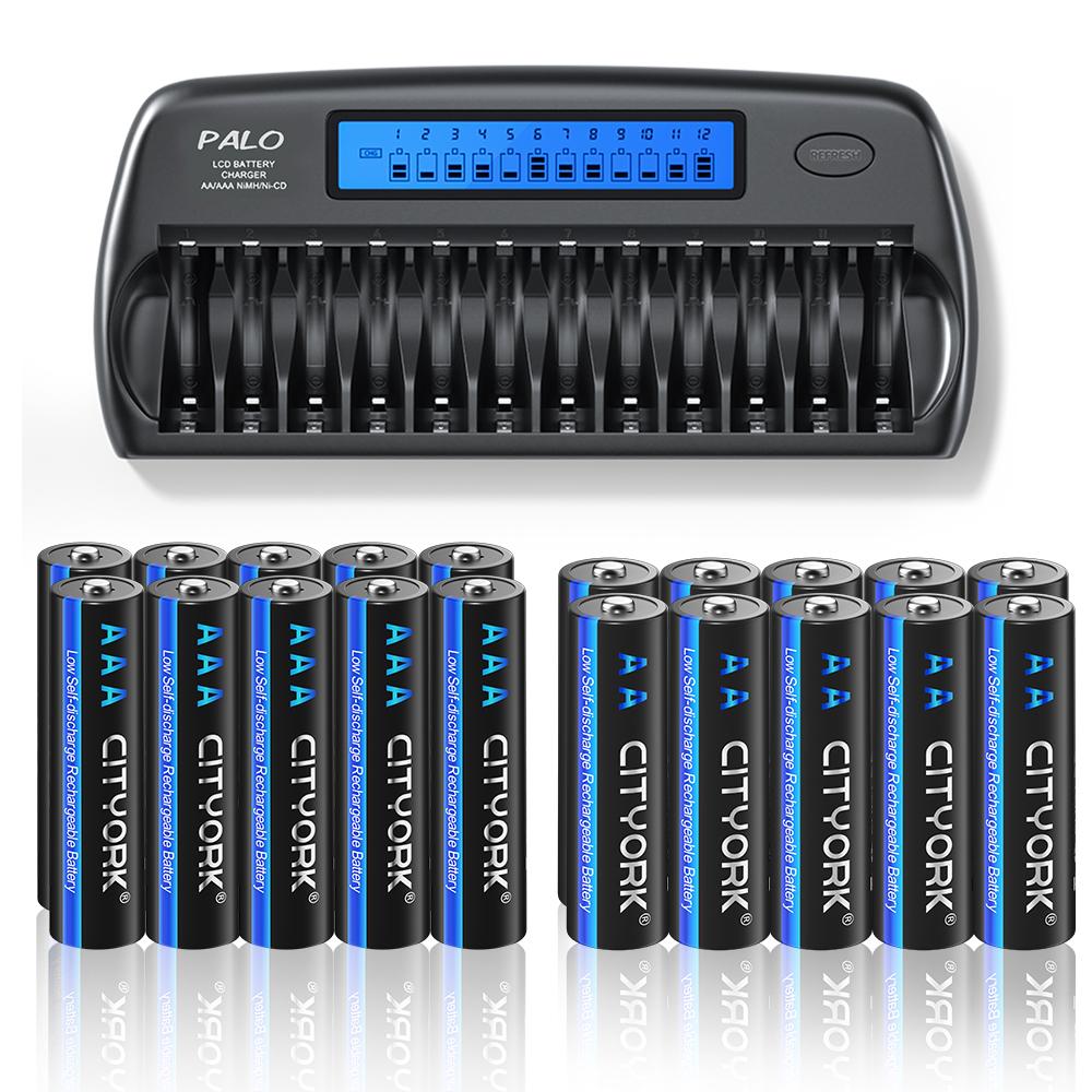 CITYORK 1.2V AA AAA NIMH Rechargeable Batteries 2A 3A With 12 Slots Fast Smart Intelligent charger for 1.2V AA AAA Battery