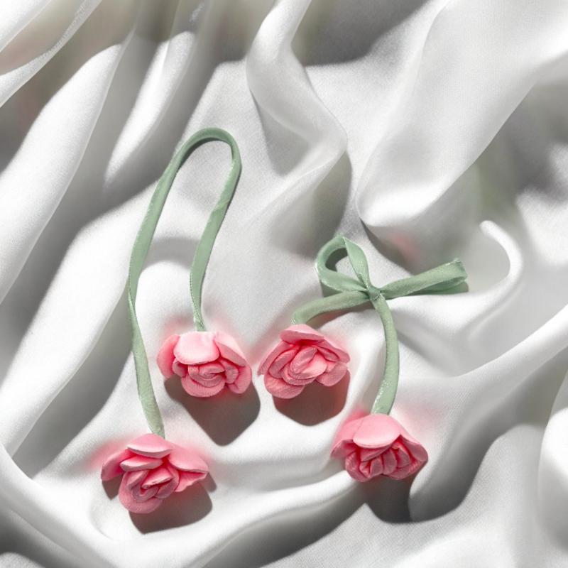 

10Pcs Korean Fabric Artificial Double Headed Rose Flowers For Diy Clothing Hair Accessories Handmade Craft Sewing Decoration Watermelon powder