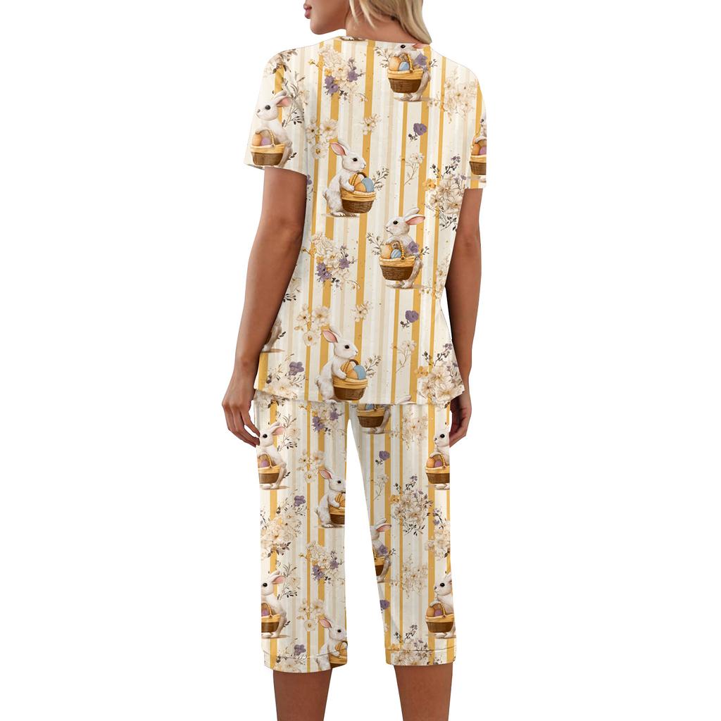 2 Piece Sets For Women Short Sleeve Top And Pants With Pockets Workout Soft  Print Sets