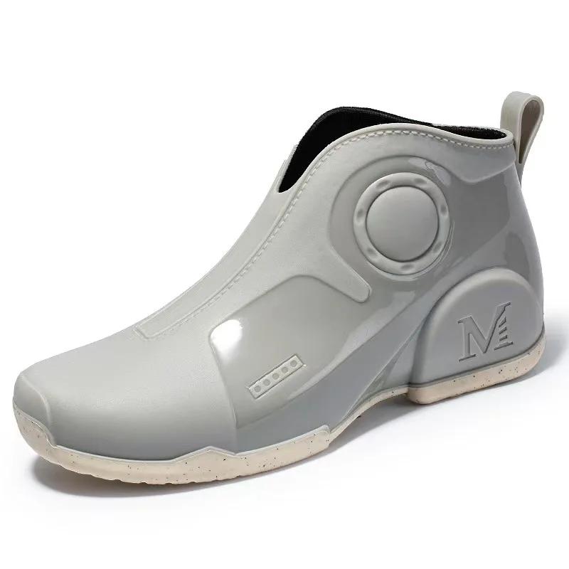 

Модные новые мужские резиновые сапоги, водонепроницаемые рабочие ботинки для мужчин, обувь для рыбалки на открытом воздухе, панк-ботинок, черные, прочные, блокирующие, водонепроницаемые 44 серый