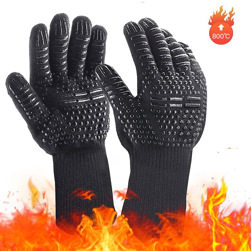 BBQ Gloves High Temperature Resistance Oven Mitts 800 Degrees Fireproof Barbecue Heat Insulation Microwave Oven Gloves