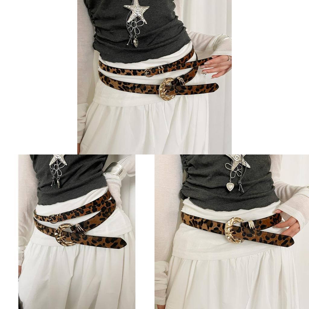 Animal Pattern Leather Waist Belt With Alloy Buckle Suitable For Casual And Street Style
