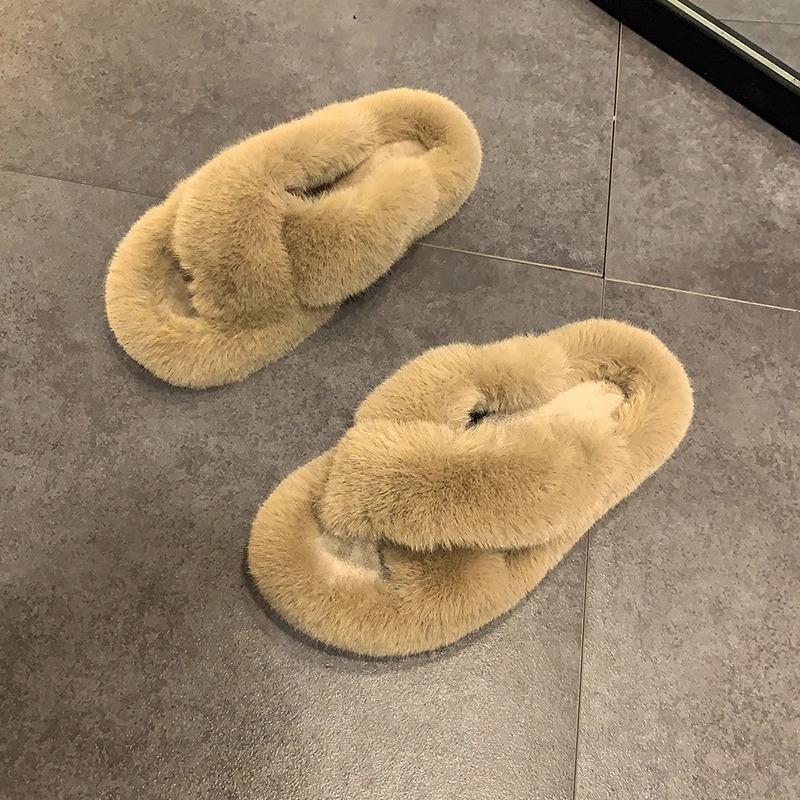 Mao Mao slippers women's outer wear 2025 new autumn and winter Korean version thick bottom height increase small home plush cotton slippers