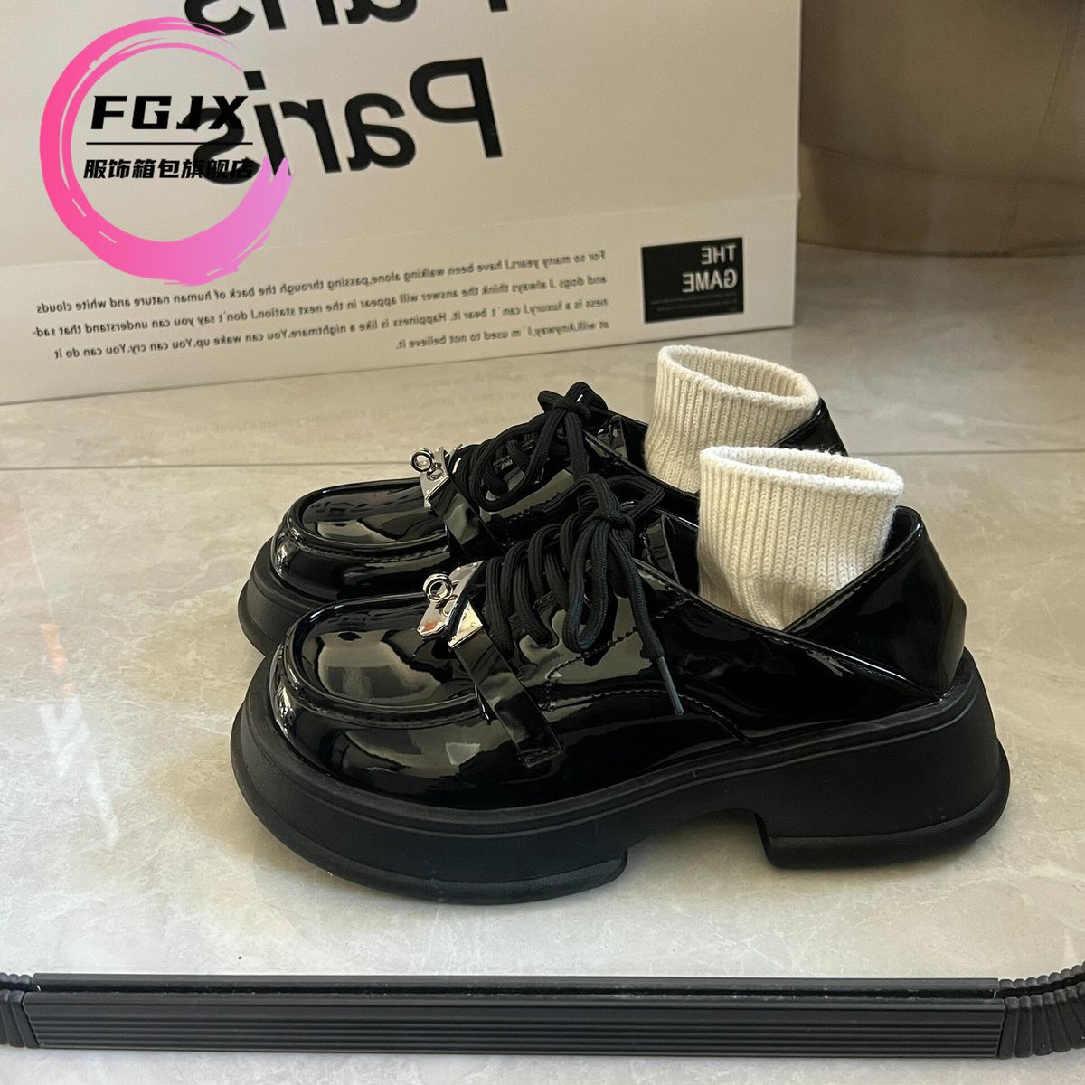 

Platform loafers women s 2025 new muffin lace-up heightening versatile jk college British style small leather shoes women s single shoes 38