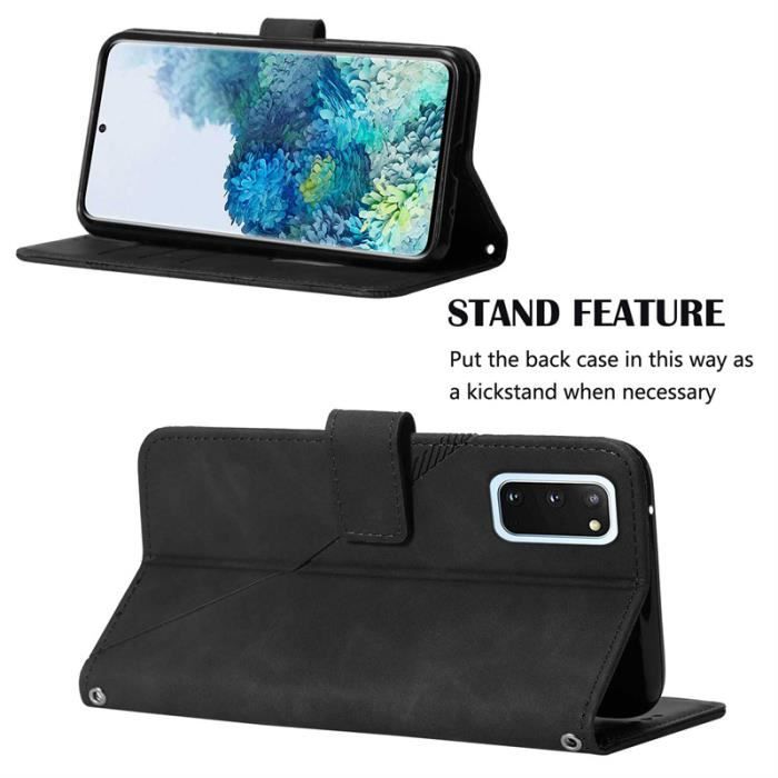 Verre trempé+Pour Samsung Galaxy S20 6.2",Housse PU Cuir Portefeuille étui à rabat Housse - noir
