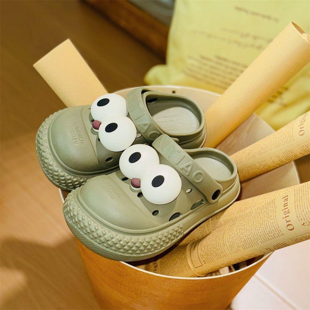 

Уличные сандалии-шлепанцы с мягкой подошвой, противоскользящие, с защитой от запаха, мультяшные, немые, милые, с большими глазами, обувь-пещера, мужские, женские 40-41