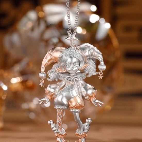 Clown Girl Necklace Cute Girl Pendant Necklace Women Clown Charm Clavicle Necklace Jewelry Gift for Friends And Family