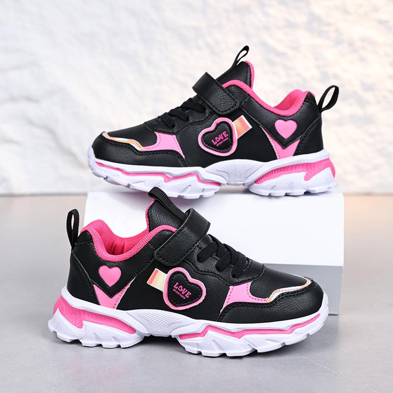 Girls' autumn and winter sports shoes, non slip leather surface, primary school students' spring outdoor shoes,