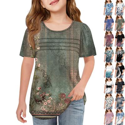Kinder-T-Shirts, kurzärmelig, Sommer, Freizeit, Rundhalsausschnitt, bedruckt