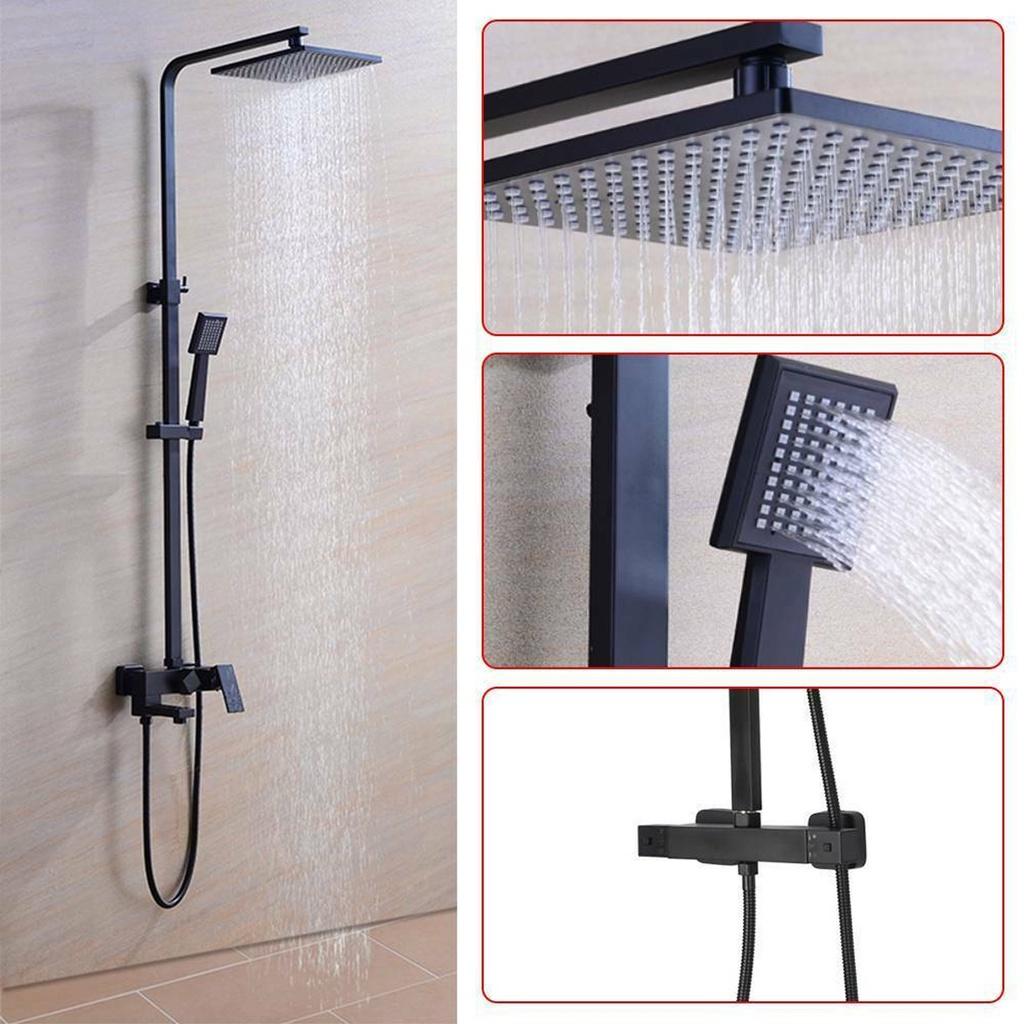 3-way Shower Mixer Tap Bathtub Shower Mixer Bathroom Shower Faucet Matte Black Wall Mount Rainfall Shower Mixer Tap Kit New