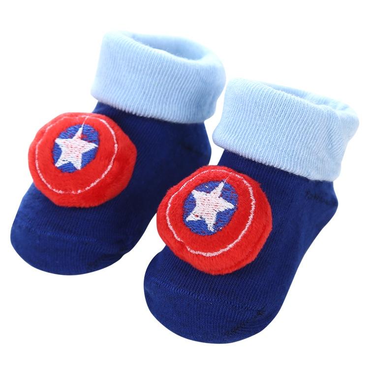 READY STOCK 0-12months Newborn New Cartoon Anti-skid Three-dimensional Doll Baby Socks Striped Dot Cute Children's Socks