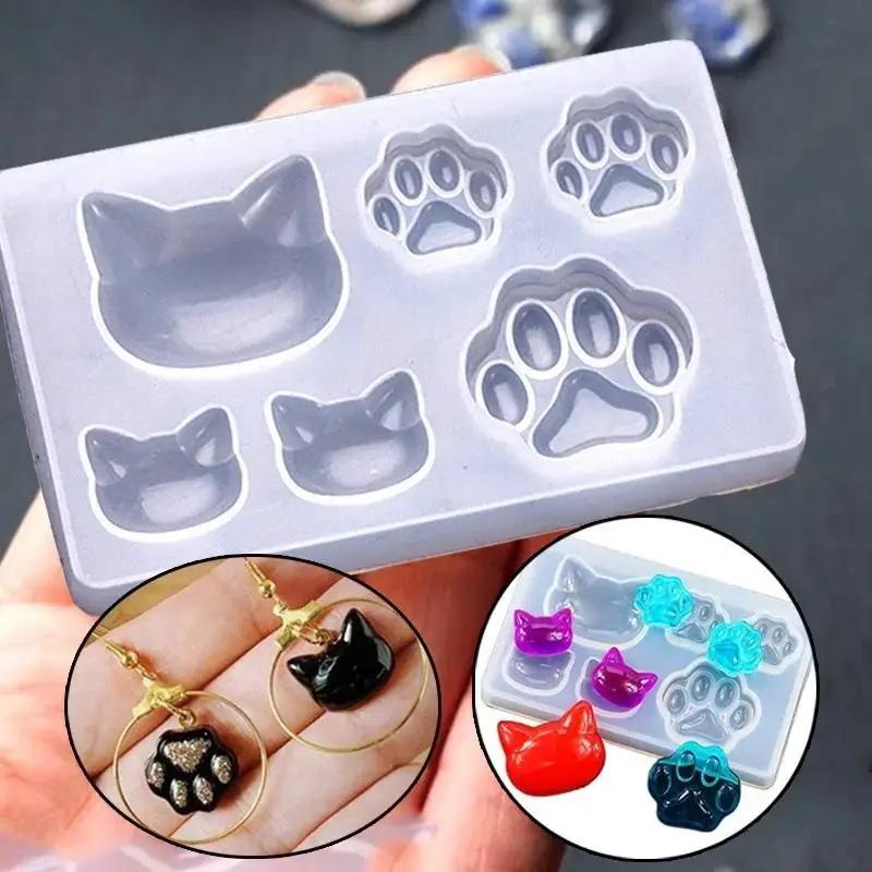 New Creative Small Cat Claw Crystal Epoxy Resin DIY Silicone Mold Cat Face Cat Claw Keychain Jewelry Pendant Mold Home Supplies