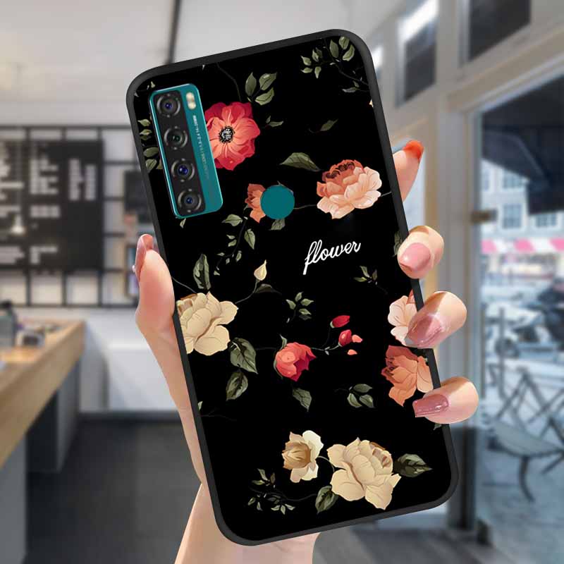 For TCL 20S Cases 20L 20se 20L+ 3D Relief Floral Silicone Emboss Covers For TCL 20S Back Cases Protective Coques Fundas TCL 20SE