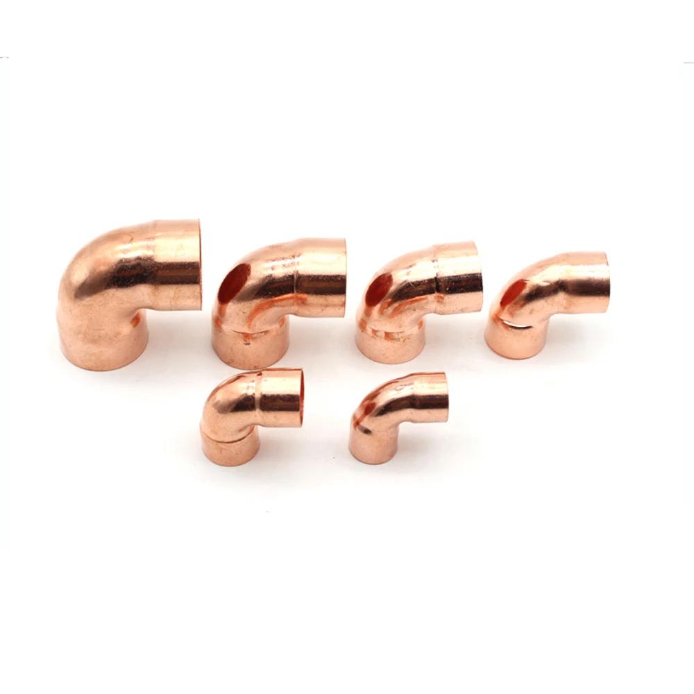 1/4" 3/8" 1/2" 6.35 8 10 14 15 16-219mm ID Pure Copper End Feed Solder 90 Degree Elbow Plumbing Fitting Coupler Air Conditioner