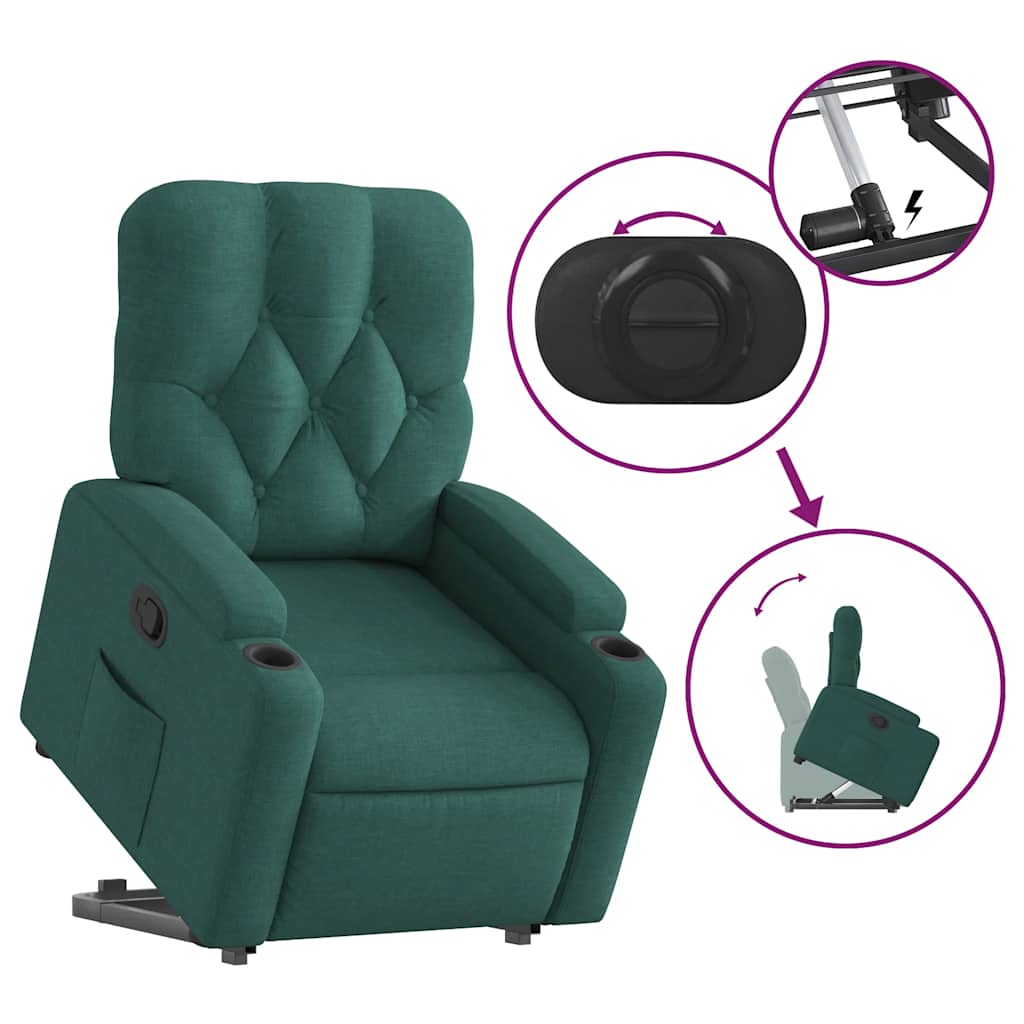 Recliner Chair with Rising Function Dark Green Fabric