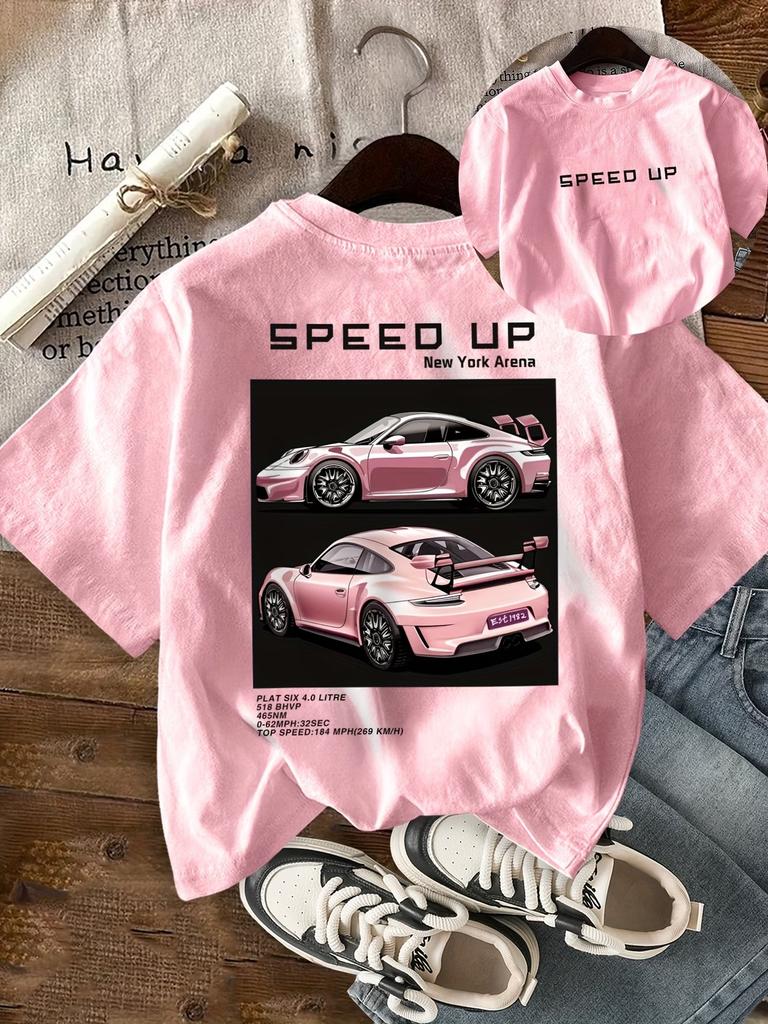 Hip Hop Car Printed Cotton Women's Grunge Print T-Shirt Soft Crew Neck Short Sleeve Top Vintage Shirt Summer Clothes