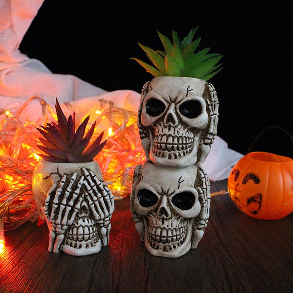 Concrete Flowerpot Mold Skull Shape Pen Holder Mold Cement Container Silicone Mold Succulent Planter Concrete Vase Mold