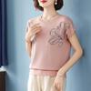 Women's Rhinestone Floral Short-Sleeve T-Shirt