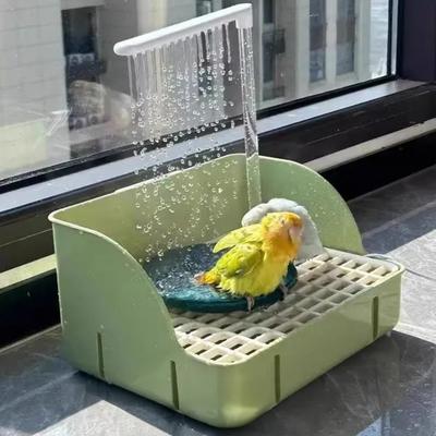 Parrot Bathtub Automatic Circulating Water Birds Shower Bath for Small Medium Birds Parakeets Cockatiel African Grey Lovebird