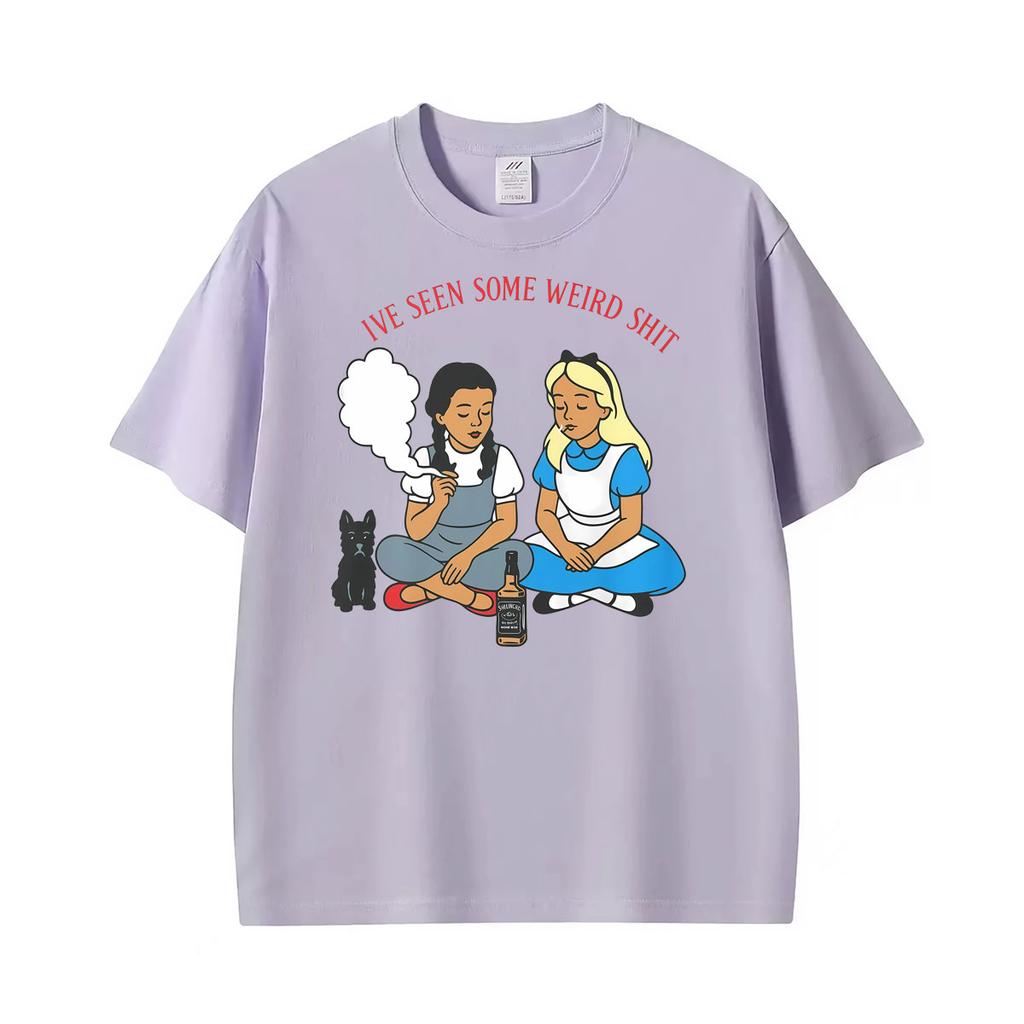 Toto And Friend Illustration Ive Seen Some Weiro Funny Smoking Bottle Cat T Shirt Unisexs Vintage Tee Shirt Summer Cotton Tshirts