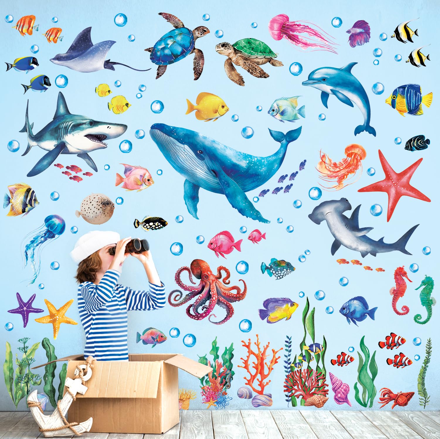 

DECOWALL Sea Creatures Wall Stickers Decorative Wall Art for and Other DIY Suitable for and Vinyl wallpaper for furniture and Ideal for and living