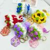 Handmade Knit Yarn Rose Flower Keychain Bag Accessory Gift