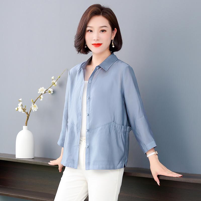 Tencel Spring Elegant Casual Lapel Shirt Jacket - Stylish, Versatile, Loose Fit for Women