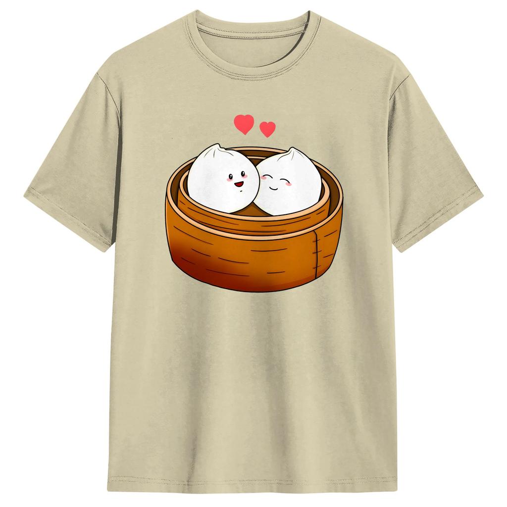 Oversized T Shirt Summer Chinese Xiao Dumpling Food Leisure T Shirts Dumpling Love Pure Cotton Tshirt for Unisex Y2K Casual Tops