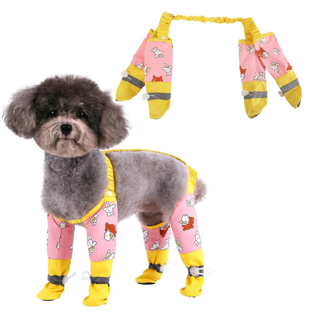 Anti-Slip Pet Strolling Dust-proof Pants Adjustable Waterproof Dog Four-Legged Pants Full Leg Protection Reflective Stripe
