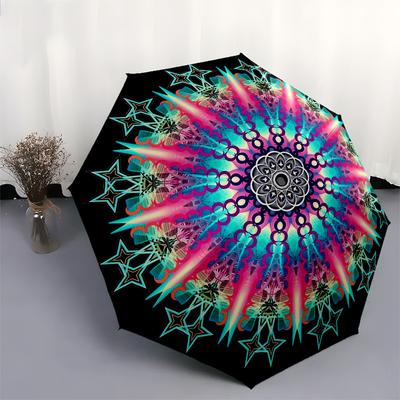 1pc Psychedelic Kaleidoscope Pattern Umbrella with Plastic Handle,Vibrant Cartoon Pattern,Multi-functional UmbrellaPT091