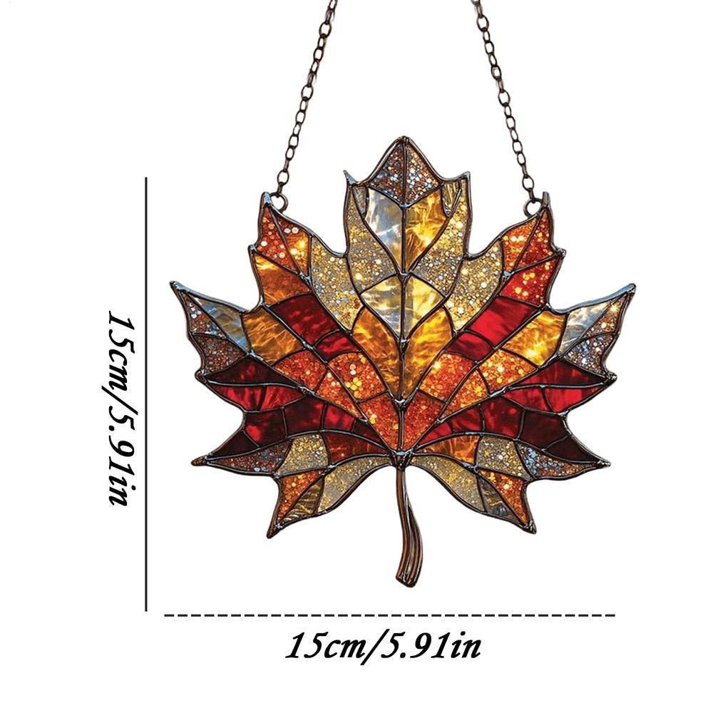Acrylic Maple Leaves Window Hanging Wall Decorations Pendant Autumn Decor Maple Leaves Stained Fall Decoration Acrylic Wall Art