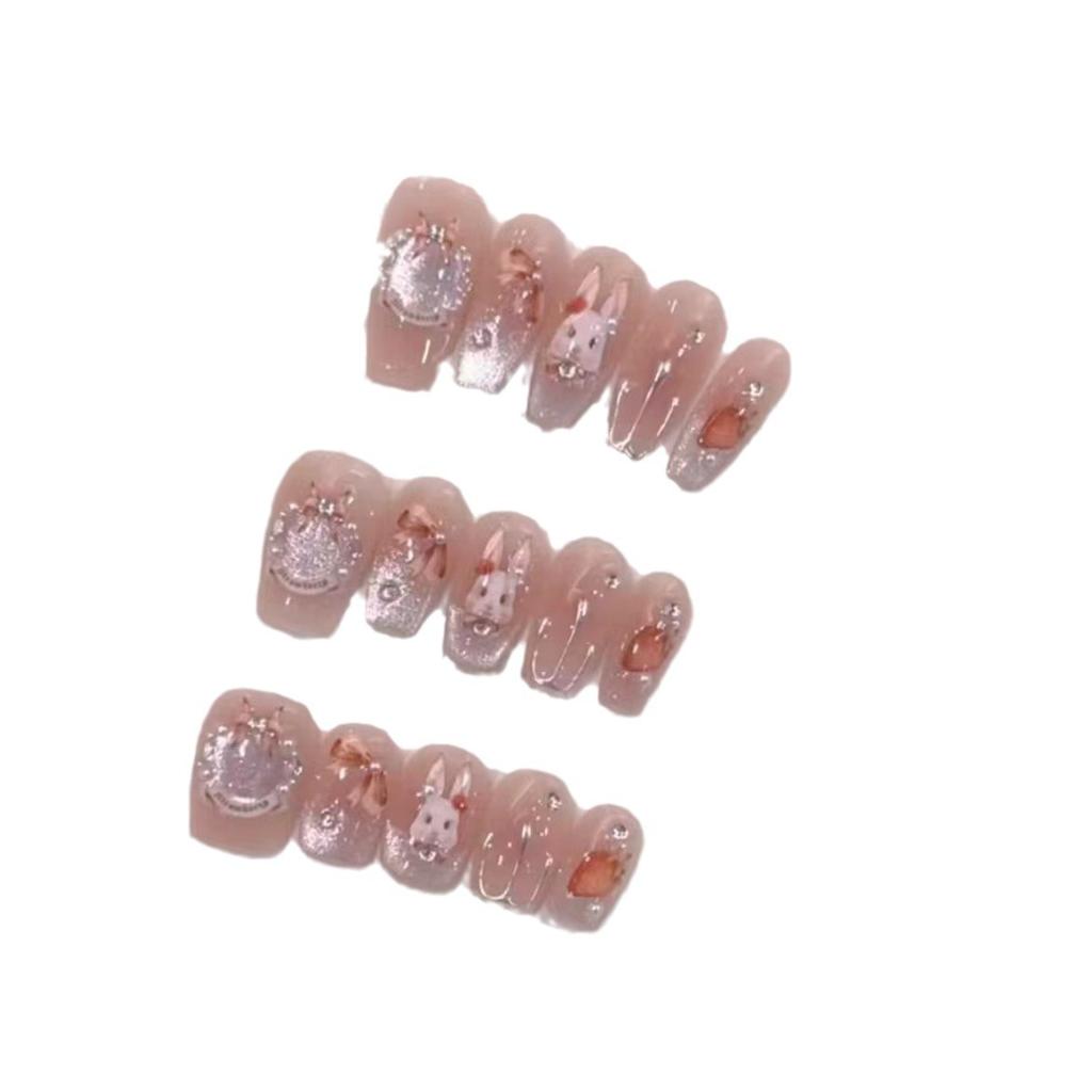 Pure Handmade Phototherapy Manicure Rococo Rabbit Wear Nail Finished Product Reusable Manicure Patch