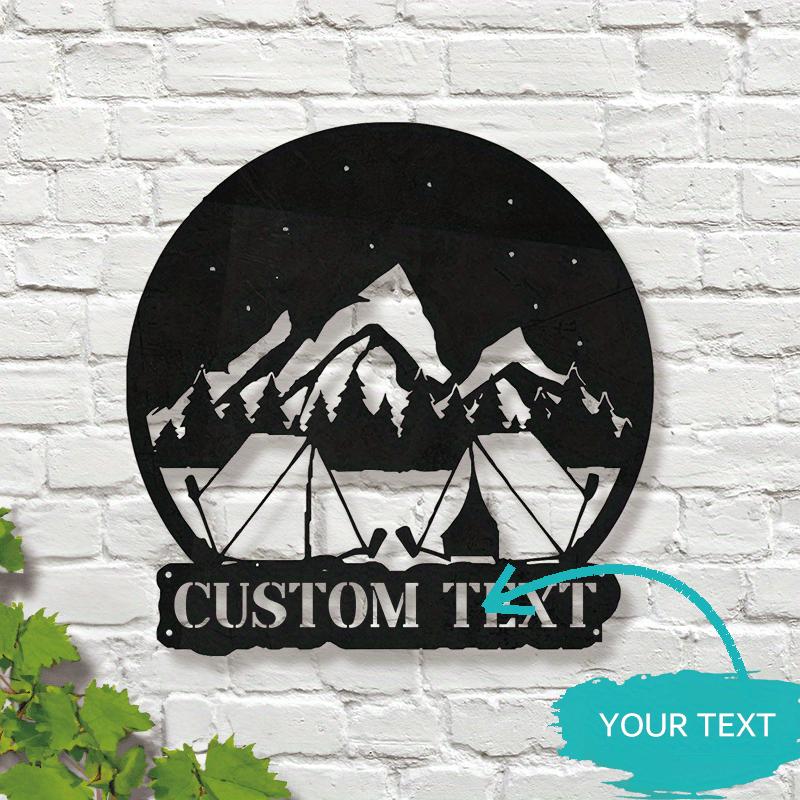 Modern Metal Wall Art Sign - Personalized Camping Decor, Custom Text, Outdoor Accent, Power-Free, Easy Mount