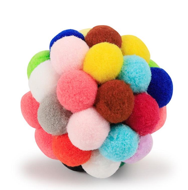 Colorful 4.5CM Squeaky Plush Ball Cat & Puppy Interactive Toy