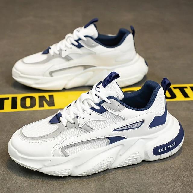 

Универсальные неуклюжие кроссовки для мужчин на толстой подошве, трендовая дышащая повседневная спортивная обувь с сетчатой ​​шнуровкой на мягкой подошве 44 белый