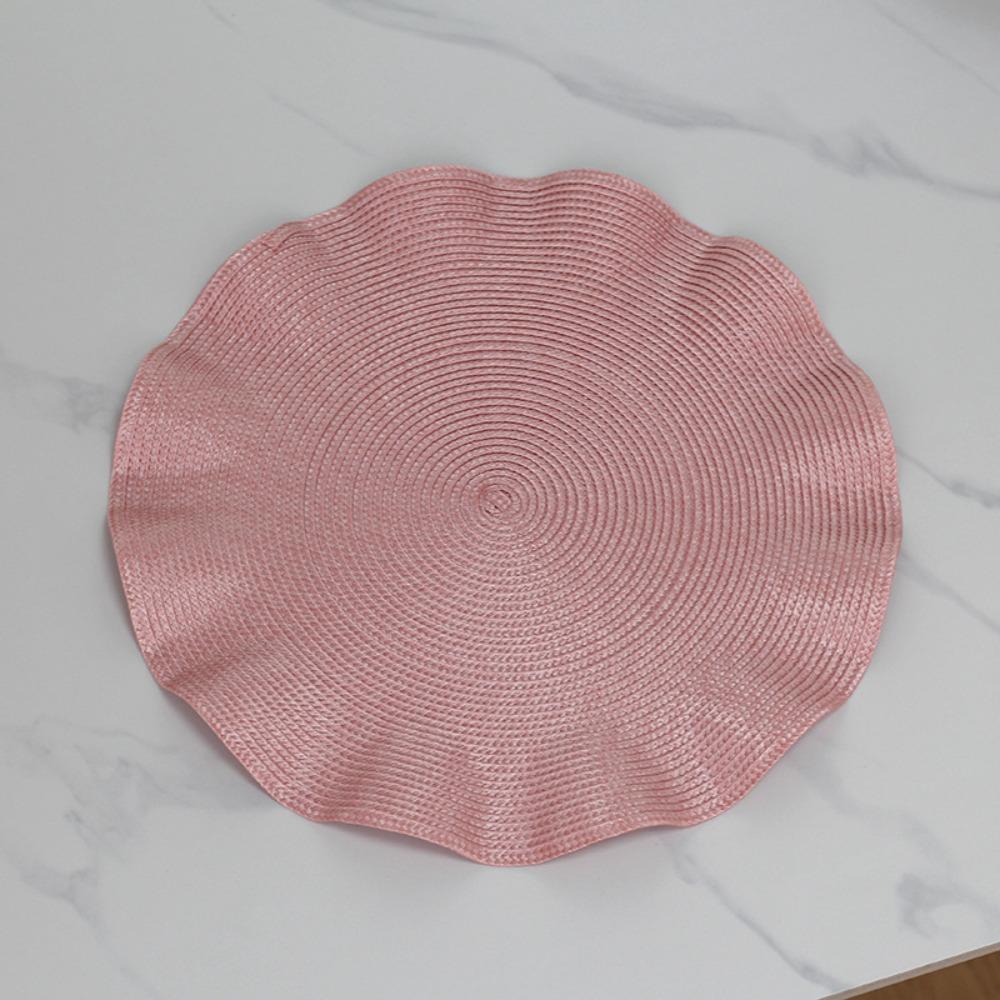 4Pcs Corrugated Edge Braided Placemat Washable Coaster Kitchen Accessory Table Mat  Dining Table
